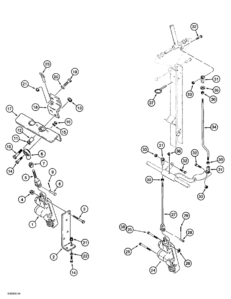 Схема запчастей Case 1838 - (8-22) - AUXILIARY CONTROL VALVE & CONTROL MOUNTING, FOR HAND OPER LOADER CONTR., FOR FOOT OPER LOADER CONTRL (08) - HYDRAULICS