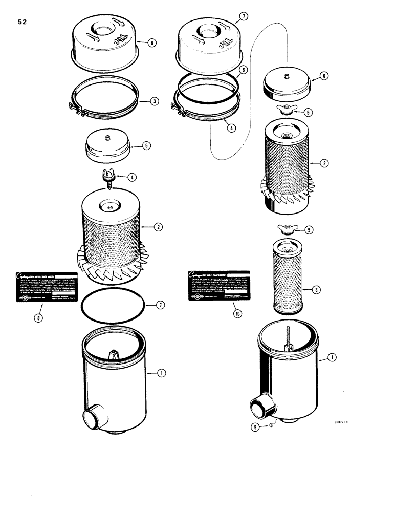 Схема запчастей Case 1150B - (052) - AIR CLEANER, ONE ELEMENT AIR CLEANER (01) - ENGINE