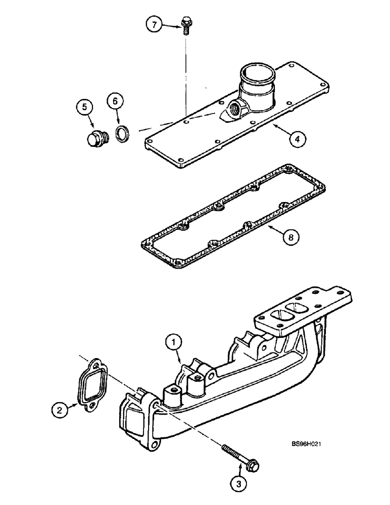 Схема запчастей Case 590SL - (2-20) - MANIFOLDS, 4T-390 EMISSIONS CERTIFIED ENGINE, EXHAUST (02) - ENGINE