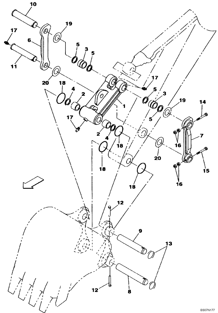 Схема запчастей Case CX75SR - (09-59) - BUCKET LINKAGE, HEAVY DUTY (09) - CHASSIS/ATTACHMENTS