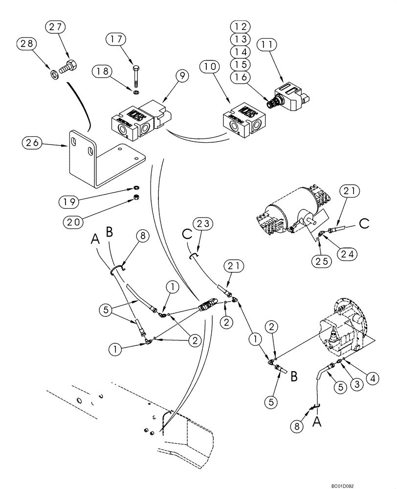 Схема запчастей Case 586G - (06-51) - AXLE, FRONT - DIFFERENTIAL LOCK (06) - POWER TRAIN