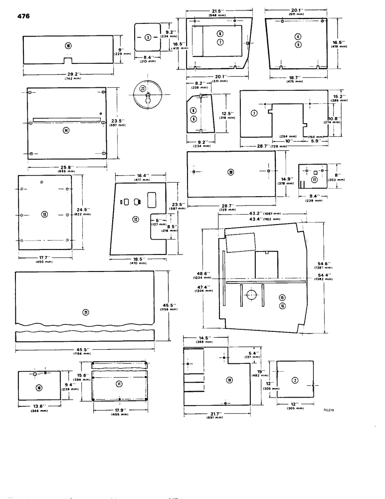 Схема запчастей Case 1150B - (476) - NOISE REDUCTION PADS (05) - UPPERSTRUCTURE CHASSIS