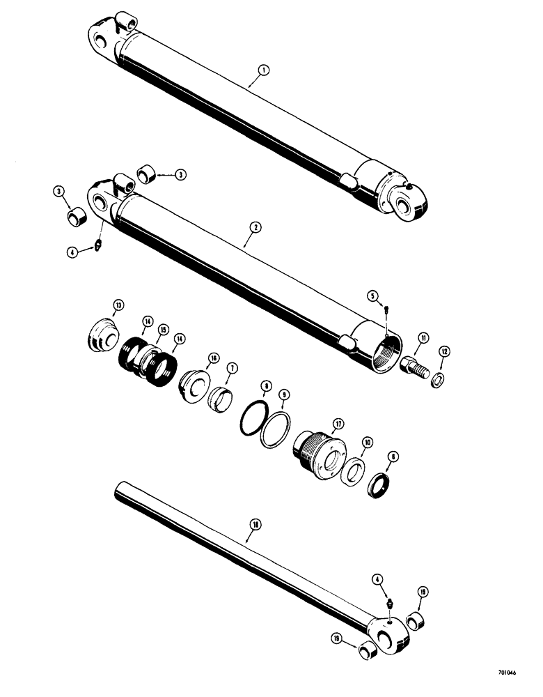 Схема запчастей Case 33S - (070) - BACKHOE BUCKET CYLINDER, CYLINDER W/ U-TYPE SNAP IN OUTER ROD WIPER 