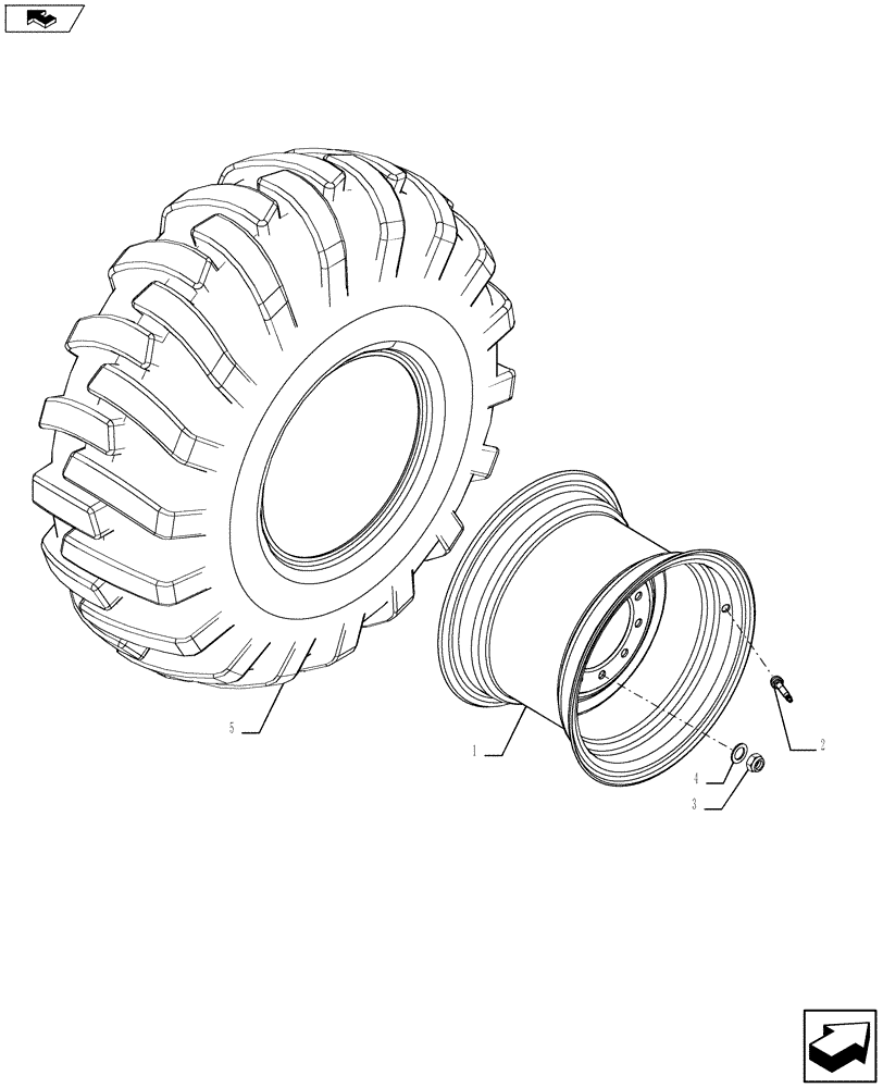 Схема запчастей Case 580SN WT - (44.520.0201) - VAR - 9300014 - WHEELS, REAR - TIRES (44) - WHEELS