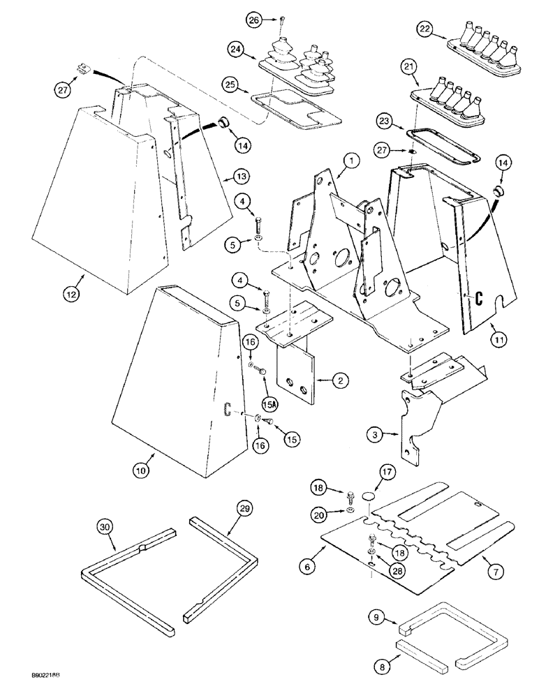 Схема запчастей Case 580SK - (9-020) - BACKHOE CONTROL TOWER (09) - CHASSIS/ATTACHMENTS