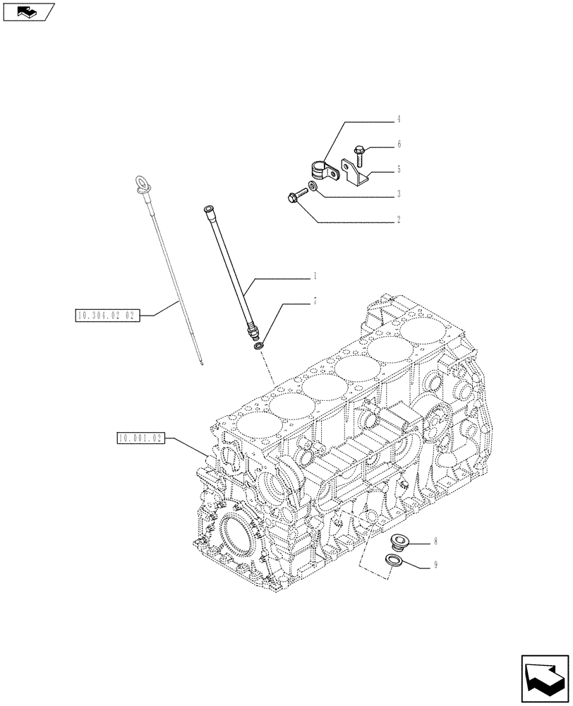 Схема запчастей Case F2CE9684E E017 - (10.304.02 01) - OIL LEVEL CHECK (504279536 - 504055391) (01) - ENGINE