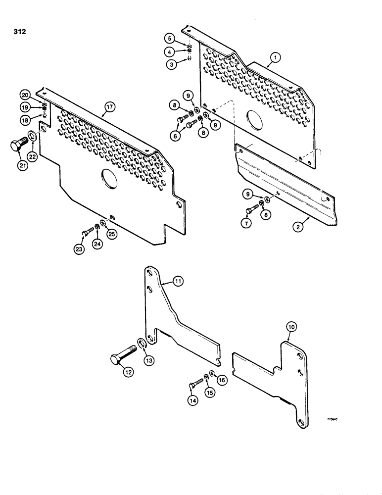Схема запчастей Case 855C - (312) - REAR TRANSMISSION GUARDS (05) - UPPERSTRUCTURE CHASSIS