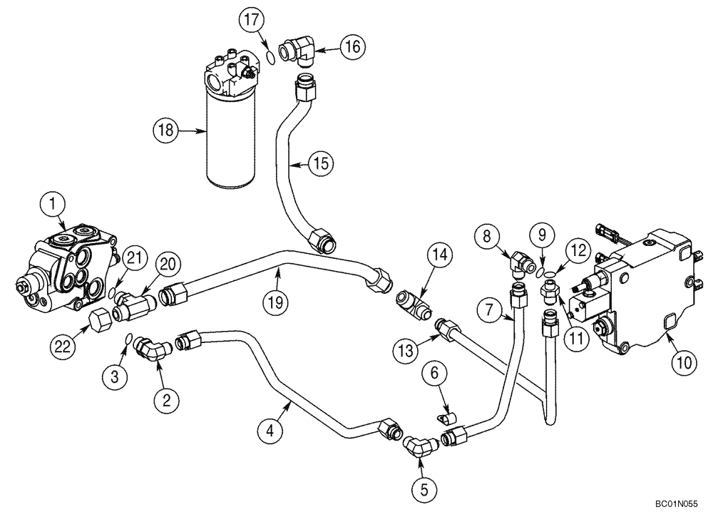 Схема запчастей Case 85XT - (06-03) - HYDROSTATICS - AUXILIARY VALVE PLUMBING (06) - POWER TRAIN