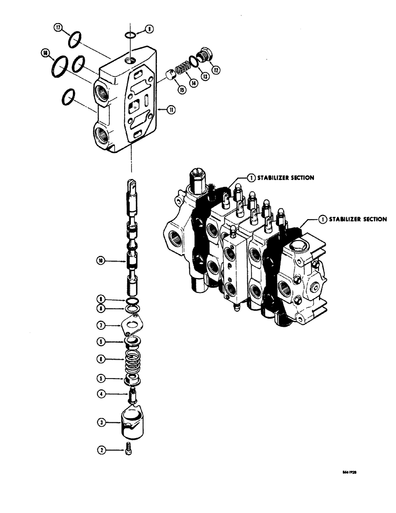 Схема запчастей Case 34 - (192) - D40754 BACKHOE STABILIZER SECTION 