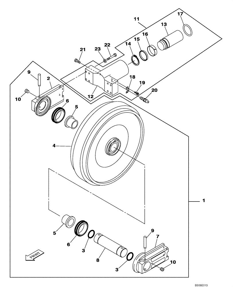 Схема запчастей Case CX800B - (05-04) - GUIDE PULLEY (11) - TRACKS/STEERING