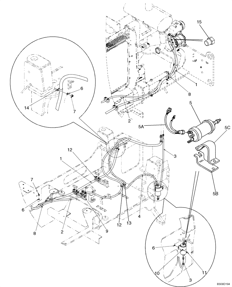 Схема запчастей Case 621E - (09-80) - AIR CONDITIONING HOSES (09) - CHASSIS