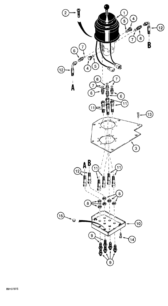 Схема запчастей Case 921 - (8-058) - REMOTE LOADER CONTROL CIRCUIT, SINGLE LEVER WITH TWO-SPOOL VALVE (08) - HYDRAULICS