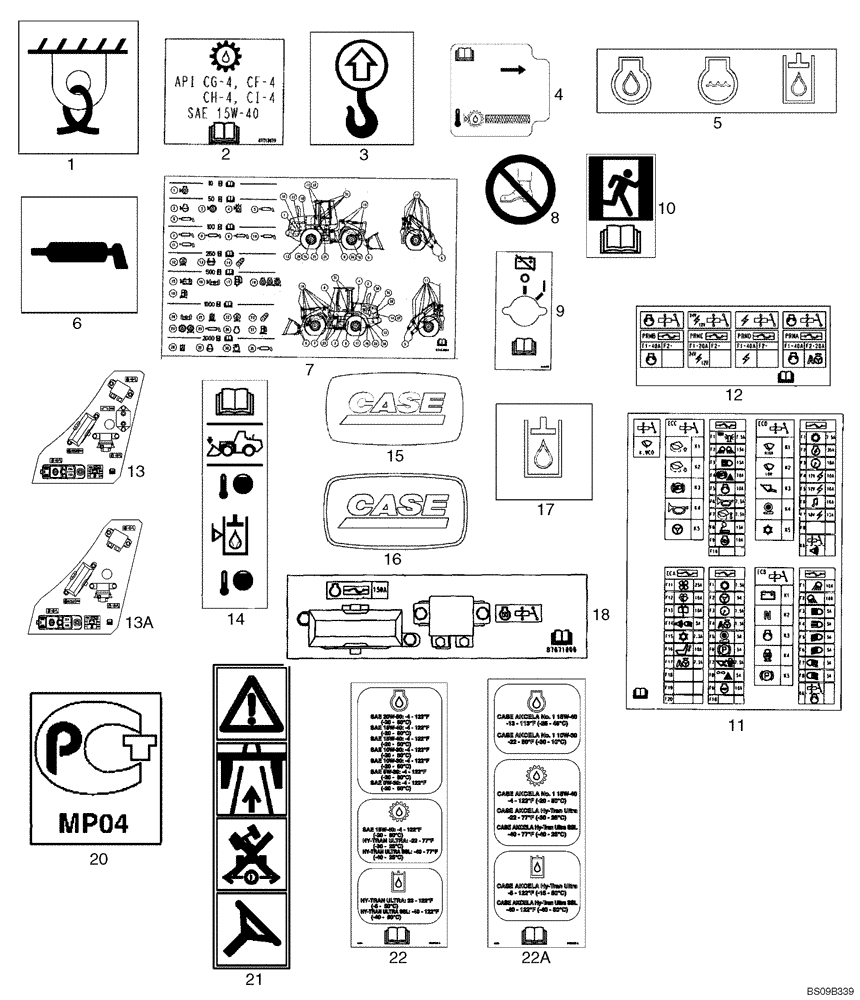 Схема запчастей Case 621E - (09-90) - DECALS - COMMON TO MODEL (09) - CHASSIS