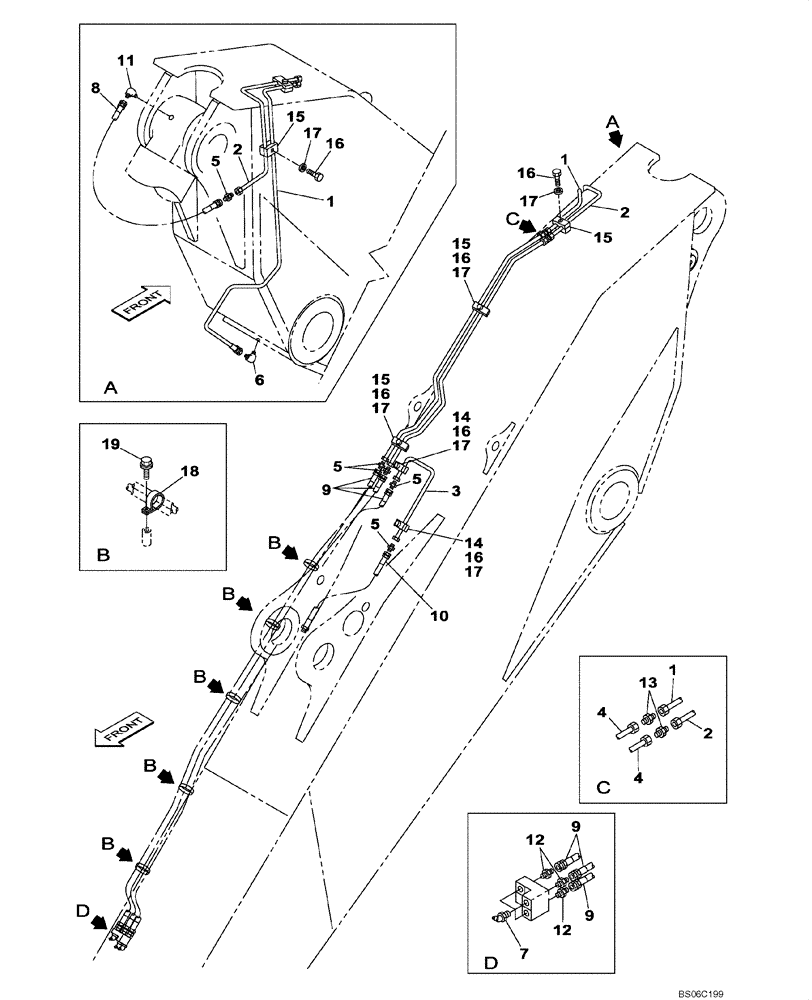 Схема запчастей Case CX700B - (09-54D) - LUBRICATION CIRCUIT - DIPPER (5.00 M) (09) - CHASSIS