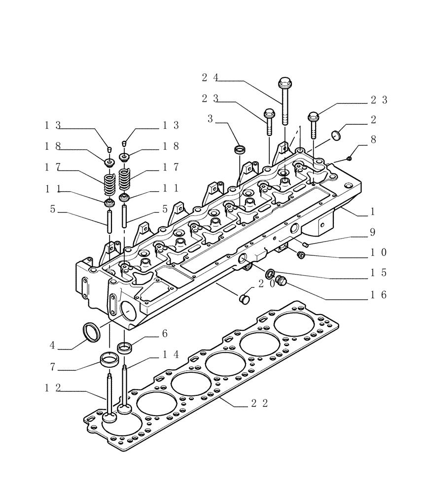 Схема запчастей Case 1850K - (0.060[02]) - CYLINDER HEAD (01) - ENGINE