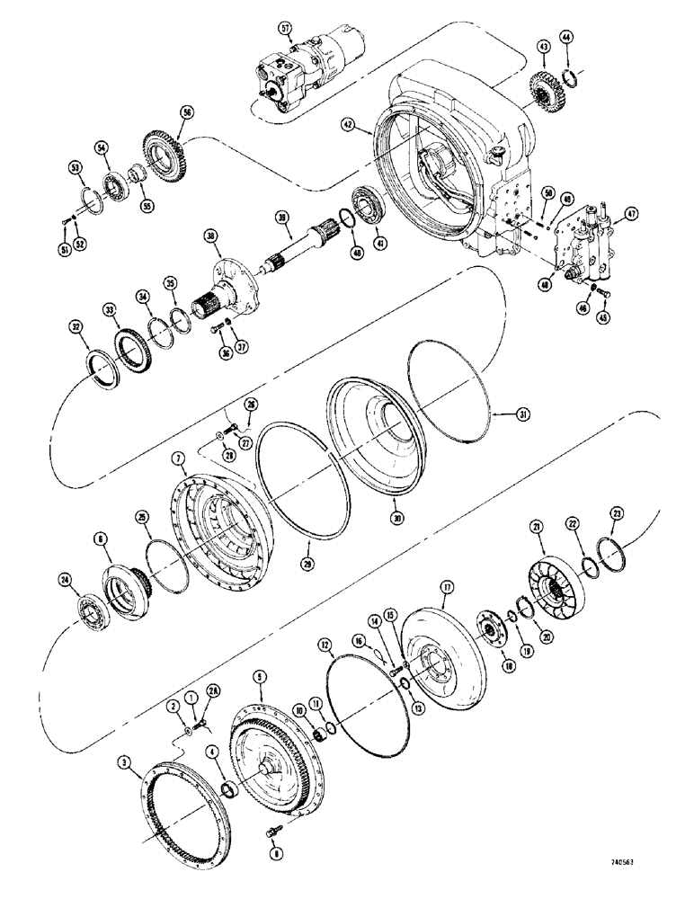 Схема запчастей Case 780 - (174) - TRANSMISSION, TORQUE CONVERTER USED WITH D86494 REAR AXLE (06) - POWER TRAIN