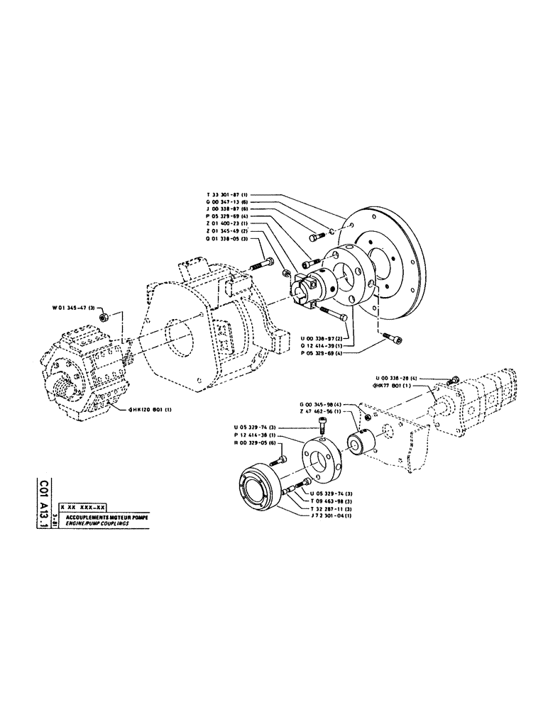 Схема запчастей Case 160CL - (080) - ENGINE/PUMP COUPLINGS (01) - ENGINE