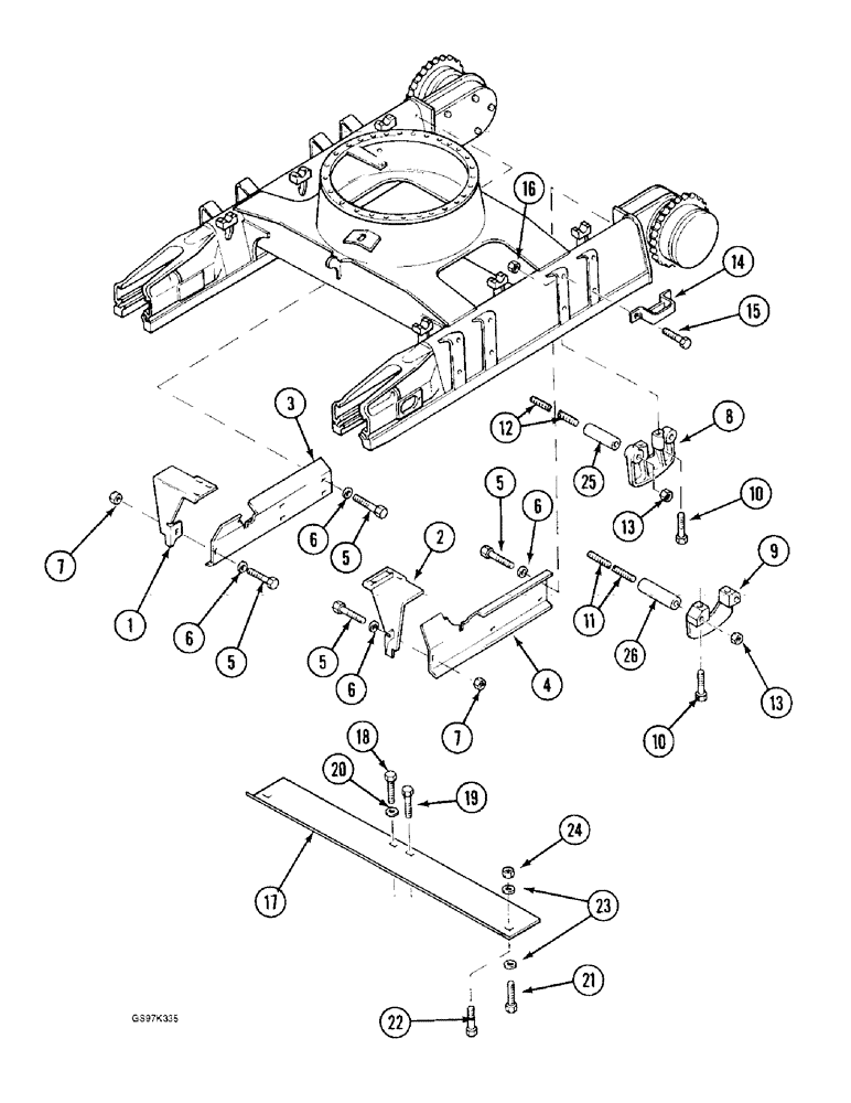 Схема запчастей Case 170C - (5-04) - TRACK FRAME AND TUBING GUARDS (11) - TRACKS/STEERING