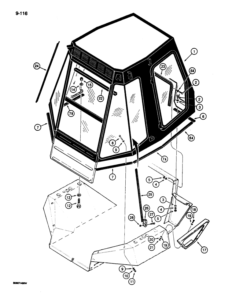 Схема запчастей Case 680L - (9-116) - ROPS CAB AND MOUNTING PARTS (09) - CHASSIS/ATTACHMENTS