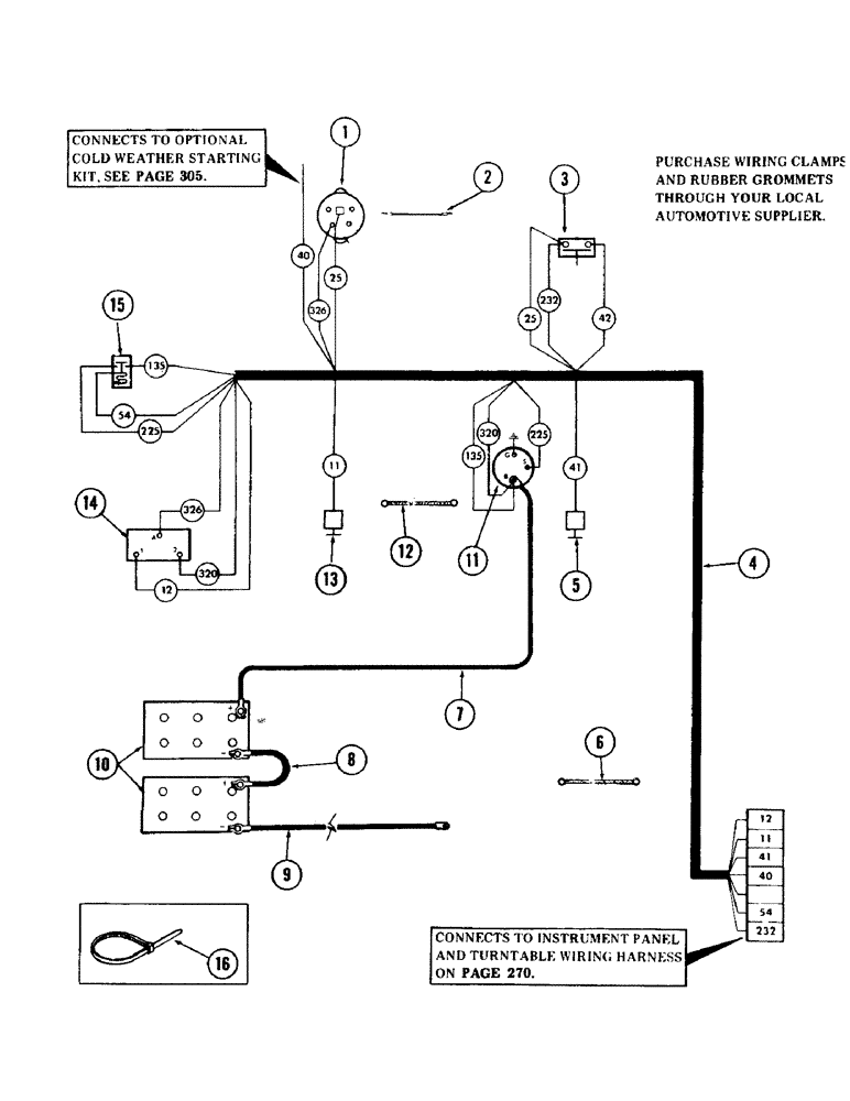 Схема запчастей Case 40 - (280) - ENGINE WIRING HARNESS FOR: DETROIT DIESEL 4-71 ENGIN,(USED ON UNITS WITH PIN 6270716 THRU 6270854) (55) - ELECTRICAL SYSTEMS