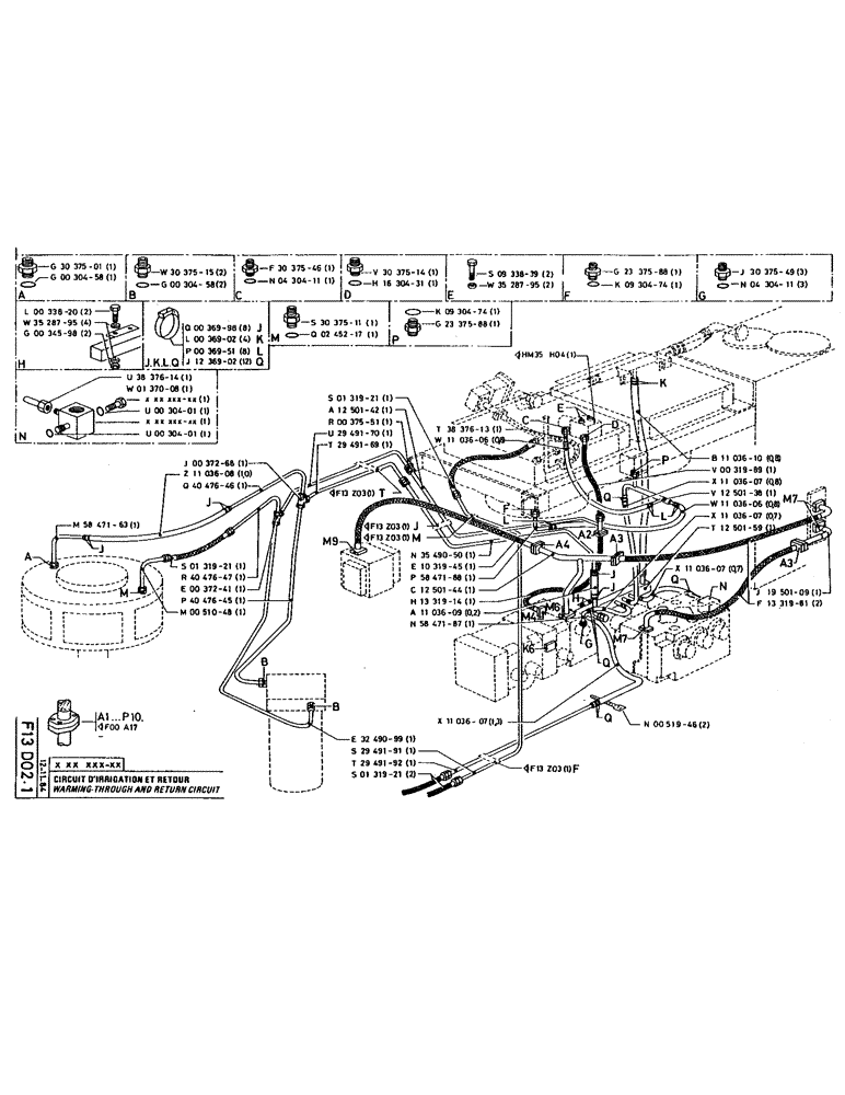 Схема запчастей Case 220 - (108) - WARMING-THROUGH AND RETURN CIRCUIT (07) - HYDRAULIC SYSTEM