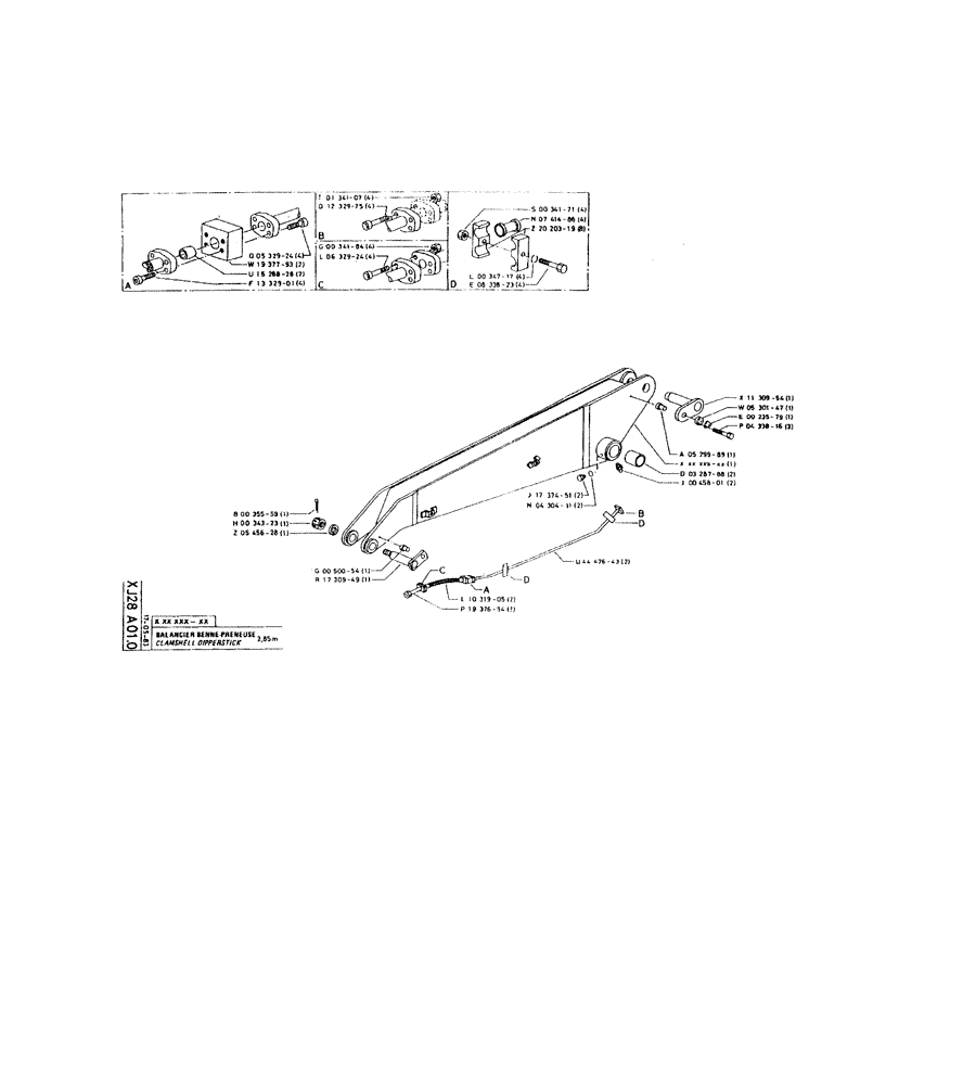 Схема запчастей Case 220 - (287) - CLAMSHELL DIPPERSTICK (14) - DIPPERSTICKS