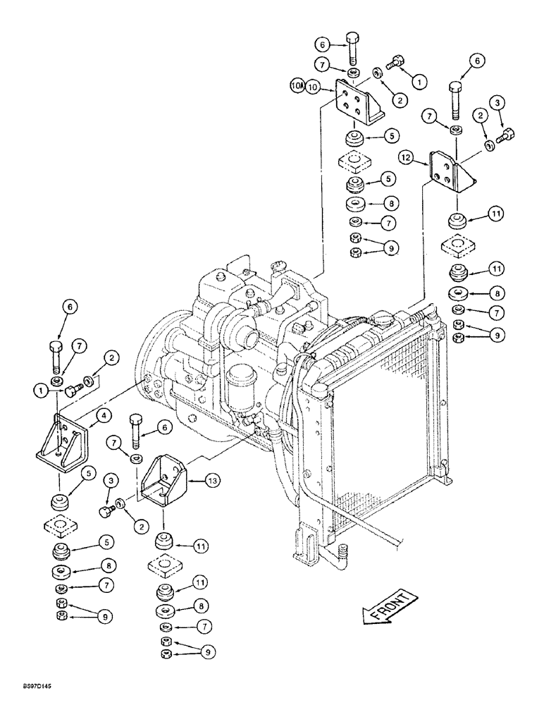 Схема запчастей Case 9020B - (2-002) - ENGINE MOUNTING (02) - ENGINE