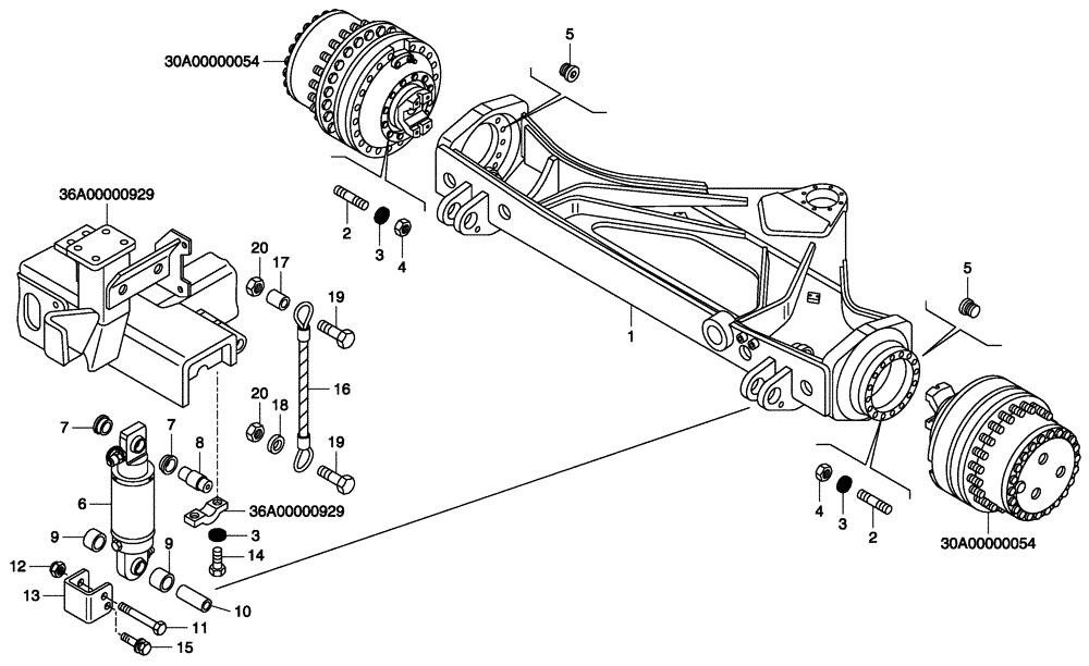 Схема запчастей Case 340 - (38A00000641[001]) - FRONT SUSPENSION (25) - FRONT AXLE SYSTEM