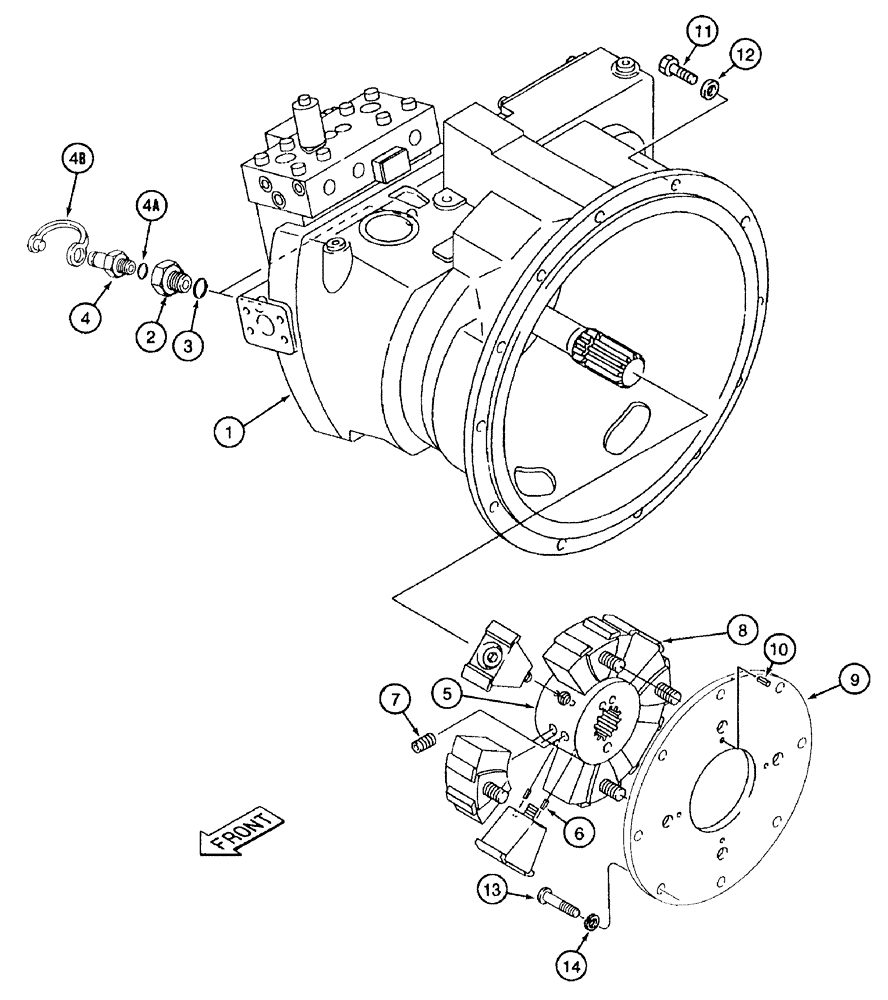 Схема запчастей Case 9050B - (8-004) - HYDRAULIC PUMP AND COUPLING (08) - HYDRAULICS