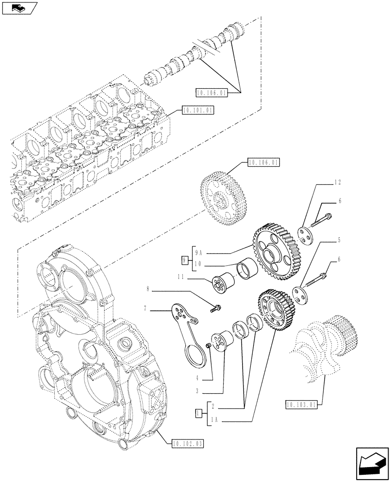 Схема запчастей Case F2CFE614E A004 - (10.106.05) - POWER TAKE OFF (504129274) (10) - ENGINE