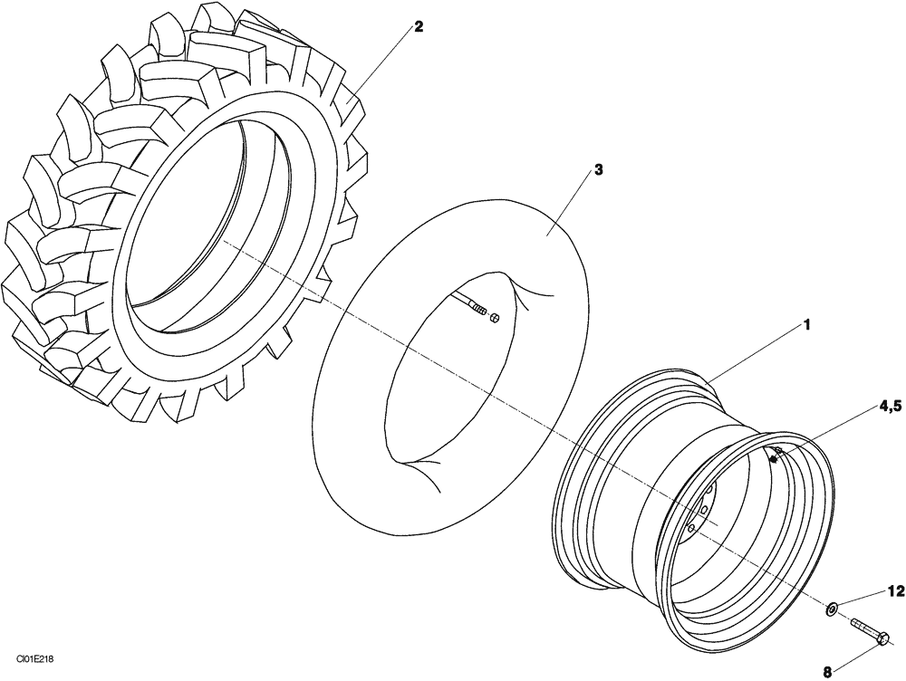 Схема запчастей Case SV210 - (07-006-00[01]) - REAR WHEELS (06) - POWER TRAIN