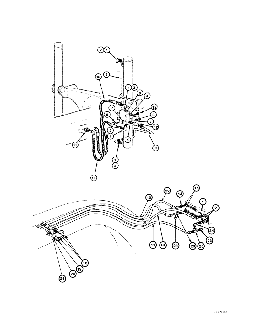 Схема запчастей Case 845 - (08.12[00]) - BLADE HYDRAULIC CIRCUIT - LIFTING (08) - HYDRAULICS