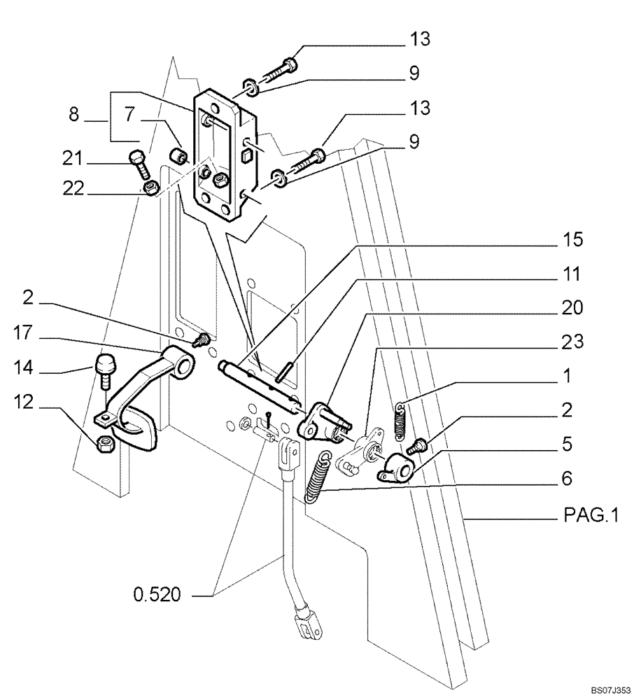 Схема запчастей Case 1850K - (9.651[16]) - ROPS CANOPY - COMPONENTS - OPTIONAL CODE 784111231 (19) - OPTIONS