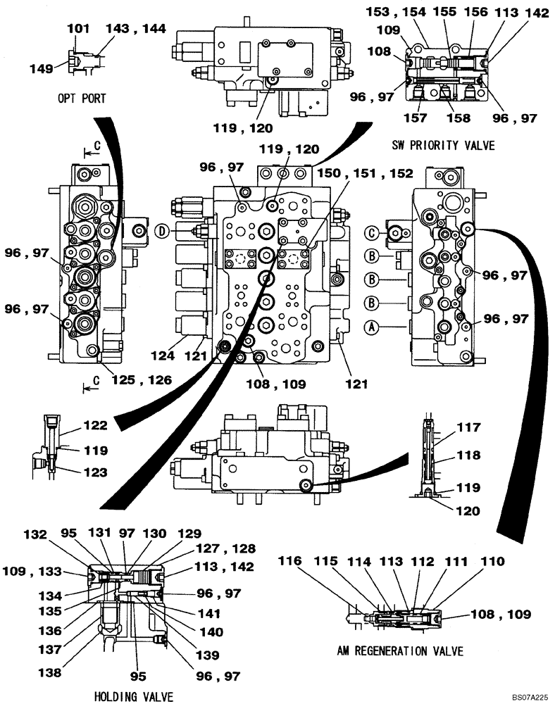 Схема запчастей Case CX160B - (08-63) - KLJ10590 VALVE ASSY - CONTROL (08) - HYDRAULICS