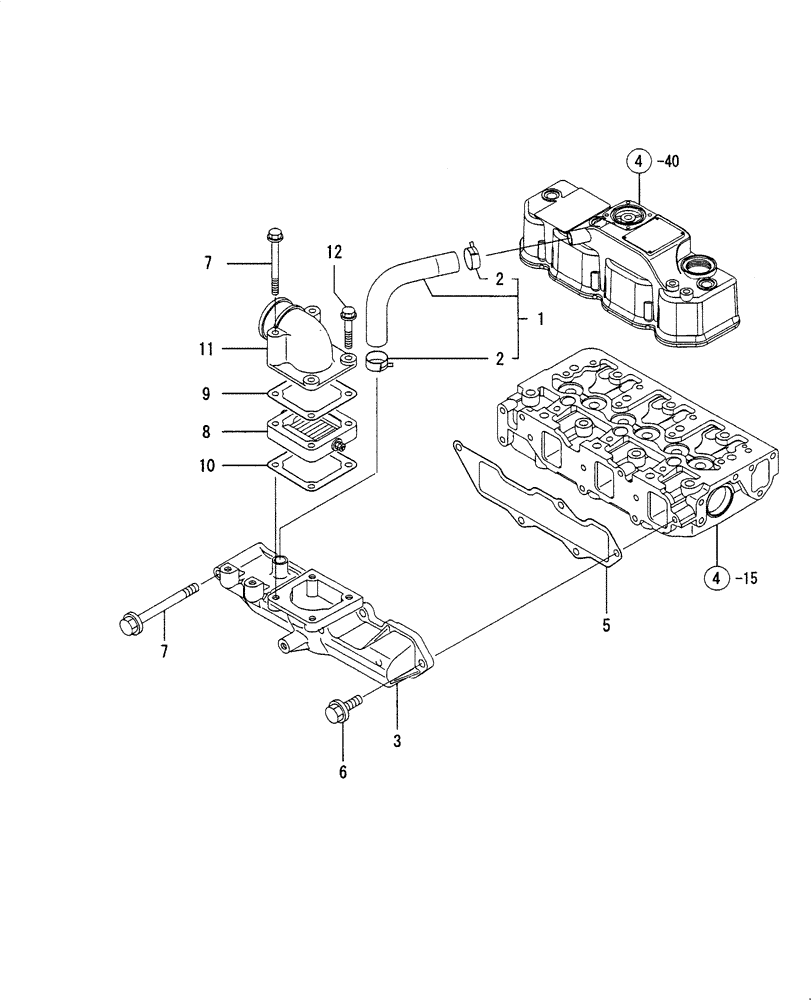 Схема запчастей Case CX36B - (ENGINE-05[1]) - INTAKE MANIFOLD (10) - ENGINE