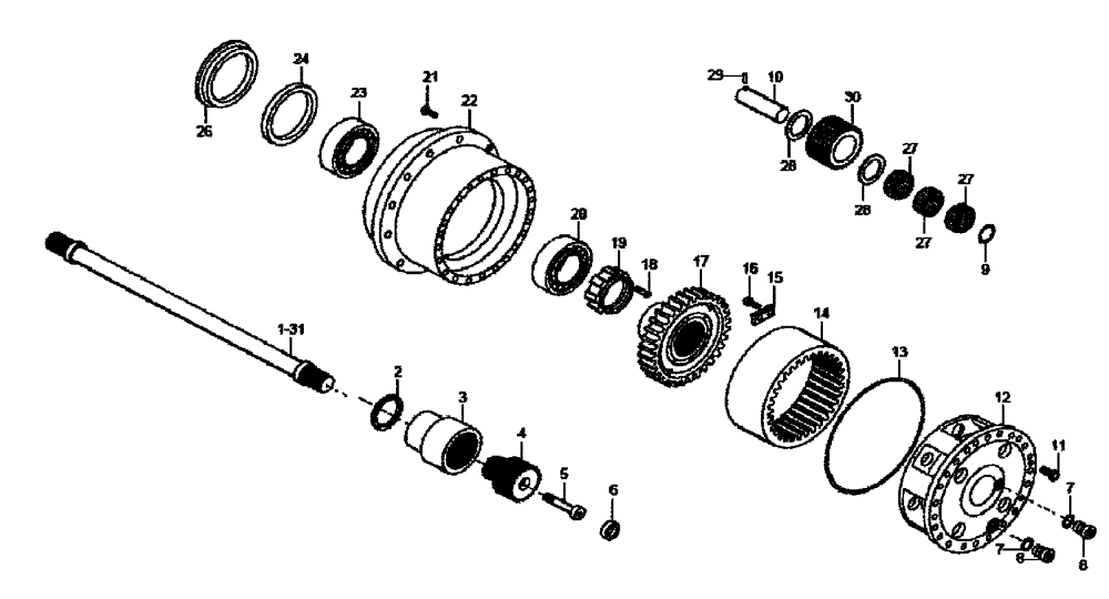 Схема запчастей Case 330B - (30A00000701[001]) - REDUCTION GEAR, FRONT AXLE, OPTIONAL (P.I.N. HHD0330BN7PG57000 AND AFTER) (84224471) (11) - AXLES/WHEELS