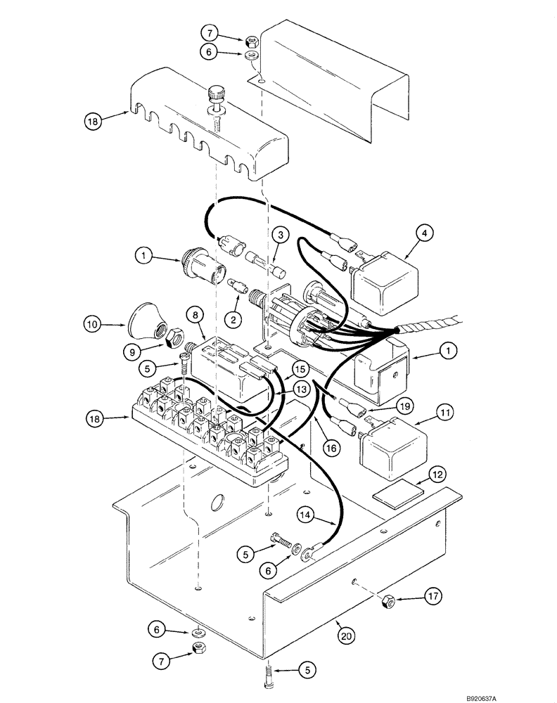 Схема запчастей Case 1840 - (04-15) - ROAD LAMP SWITCH ASSEMBLY, (EUROPE), JAF0098065 - (04) - ELECTRICAL SYSTEMS