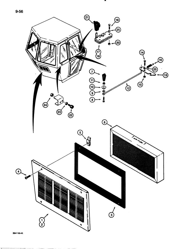 Схема запчастей Case W30 - (9-56) - CAB FILTERS AND WINDOW LATCHES (09) - CHASSIS/ATTACHMENTS