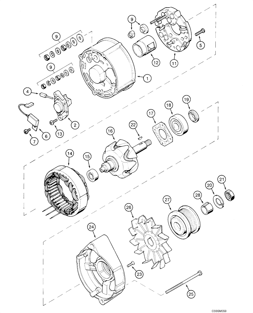 Схема запчастей Case 1845C - (04-03) - ALTERNATOR ASSY, JAF0068231 - (04) - ELECTRICAL SYSTEMS