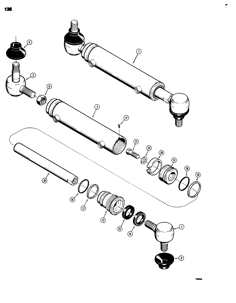 Схема запчастей Case 680G - (136) - STEERING CYLINDER (05) - STEERING