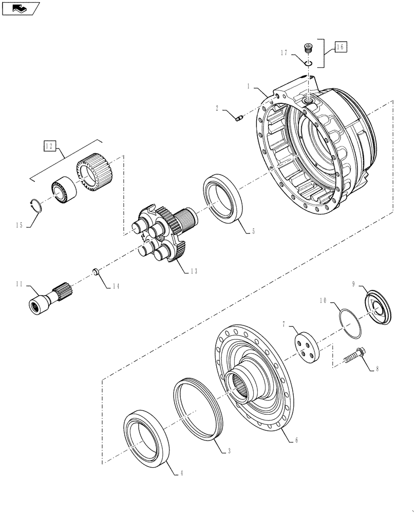 Схема запчастей Case 621F - (27.100.05) - REAR AXLE LMT SLIP AXLE DRIVE OUTPUT (27) - REAR AXLE SYSTEM