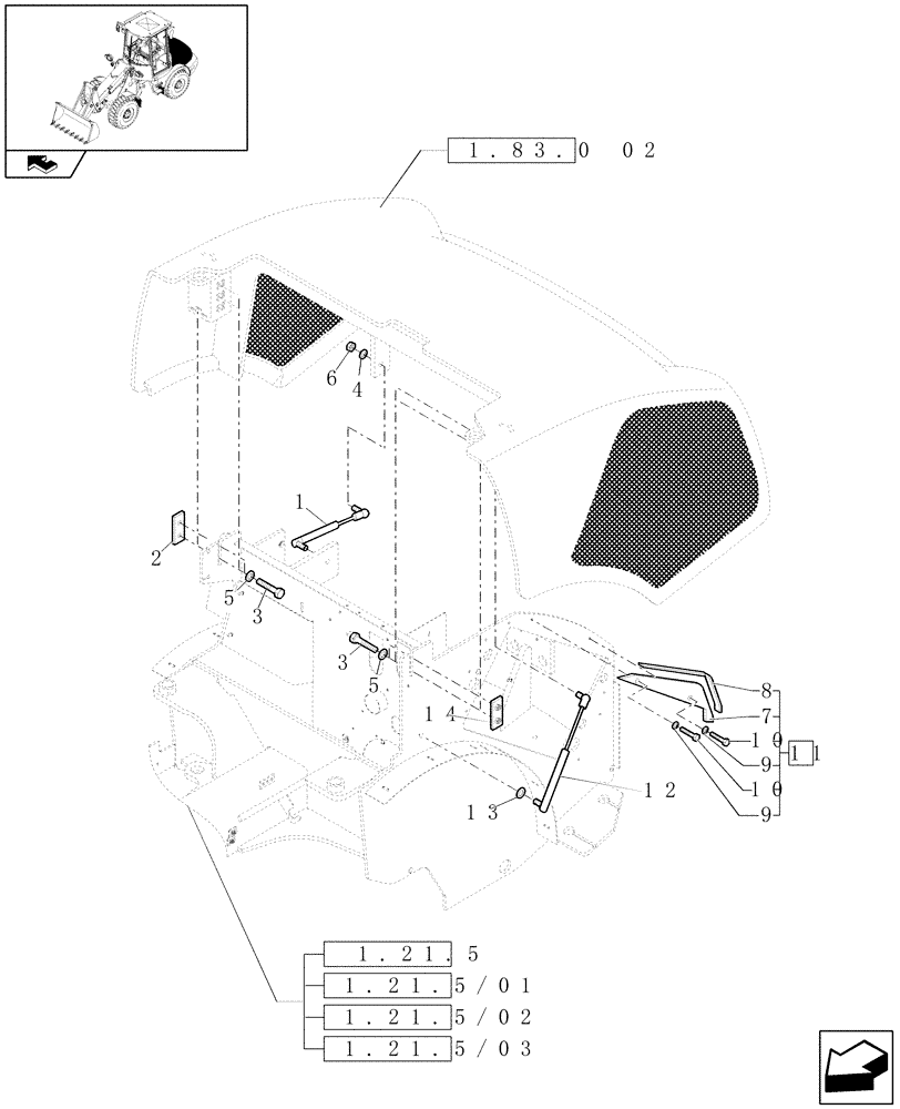 Схема запчастей Case 21E - (1.83.0[01]) - ENGINE GUARD INSTALLATION (02) - ENGINE EQUIPMENT