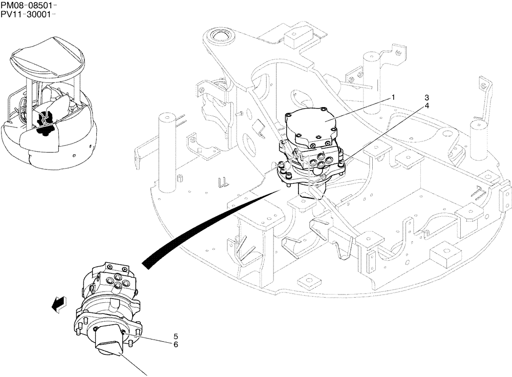 Схема запчастей Case CX27B - (01-018) - MOTOR INSTAL, SLEWING (35) - HYDRAULIC SYSTEMS