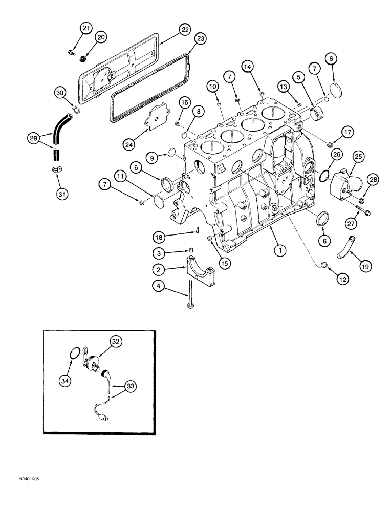 Схема запчастей Case 550G - (2-45A) - CYLINDER BLOCK, 4T-390 ENGINE, PRIOR TO P.I.N. JJG0255794, PRIOR TO ENGINE S/N 45537238 (01) - ENGINE