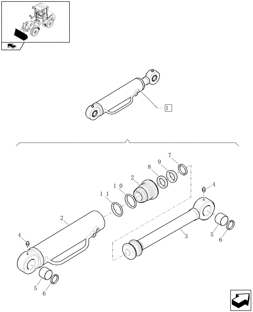 Схема запчастей Case 221E - (070/A) - HYDRAULIC CYLINDER (BUCKET 4X1) (09) - LOADER/BACKHOE