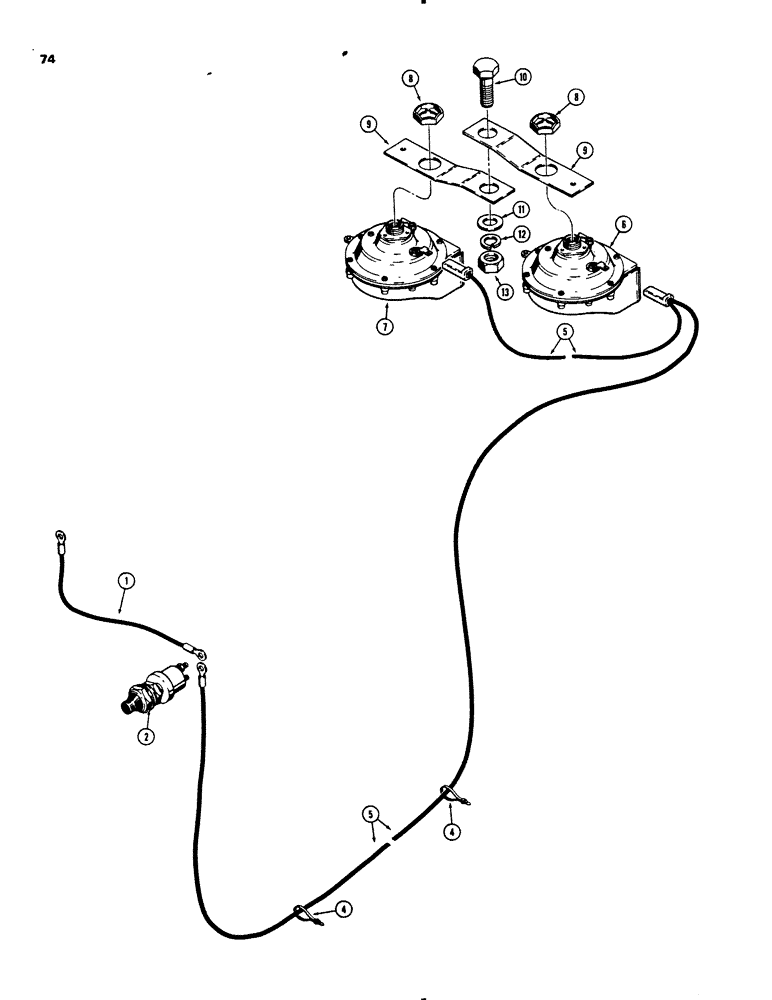 Схема запчастей Case 455B - (074) - HORN (06) - ELECTRICAL SYSTEMS