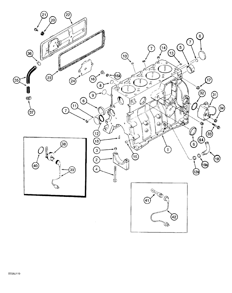 Схема запчастей Case 550G - (2-45E) - CYLINDER BLOCK, 4T-390 EMISSIONS CERTIFIED ENGINE, P.I.N. JJG0255794 AND AFTER (01) - ENGINE