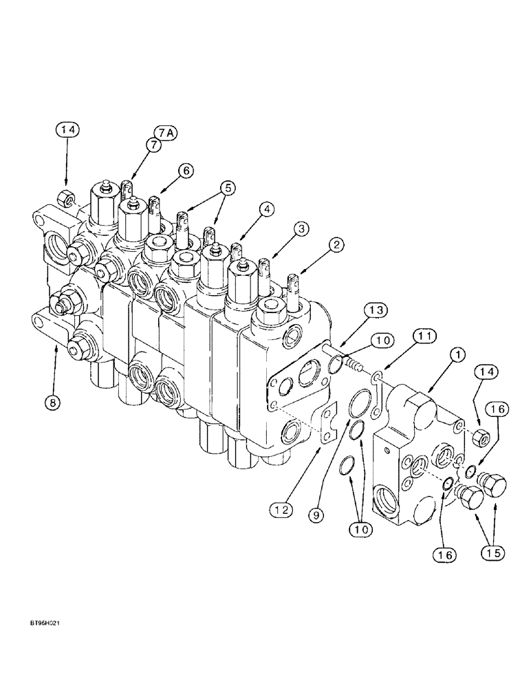 Схема запчастей Case 570LXT - (8-078) - BACKHOE CONTROL VALVES,MODELS W/EXTENDABLE DIPPER OR AUX HYD (08) - HYDRAULICS