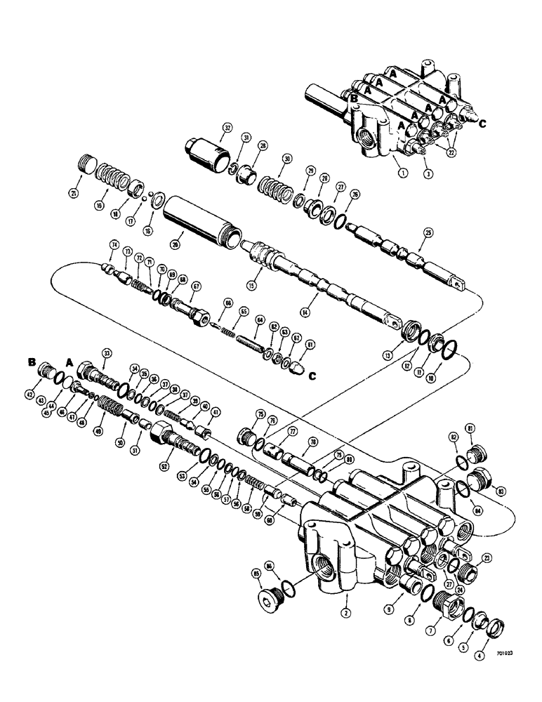 Схема запчастей Case 26 - (058) - 3 POINT HITCH D50819 CONTROL VALVE (4 SPOOL) 