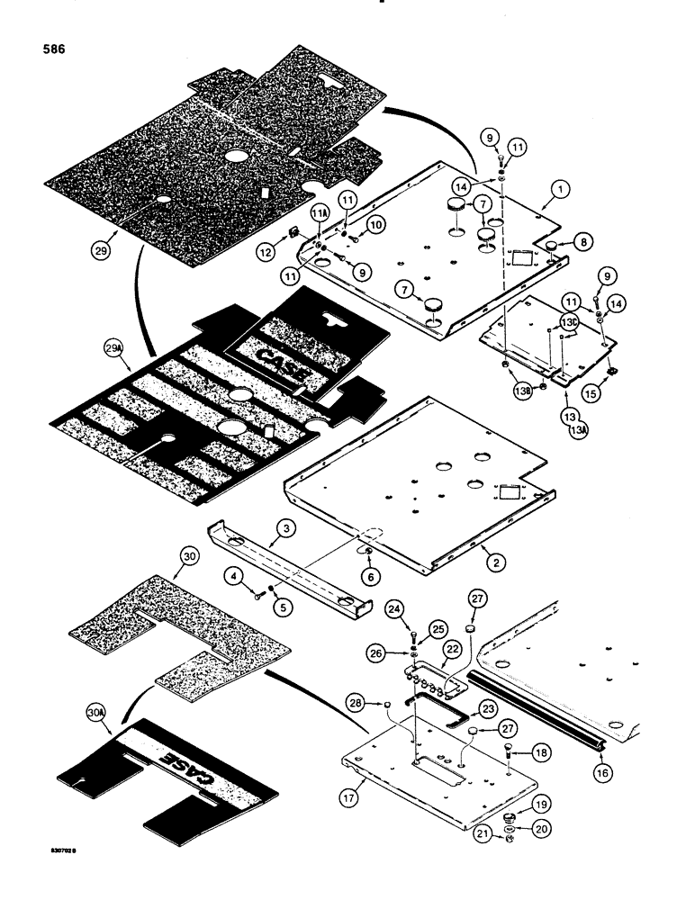 Схема запчастей Case 580E - (586) - FLOOR PLATES AND MATS (09) - CHASSIS/ATTACHMENTS